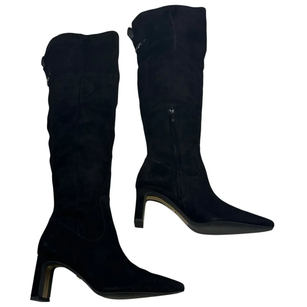 Sam Edelman Shea Over-the-Knee Boots Black Suede Womens 8M Wide Calf New $250